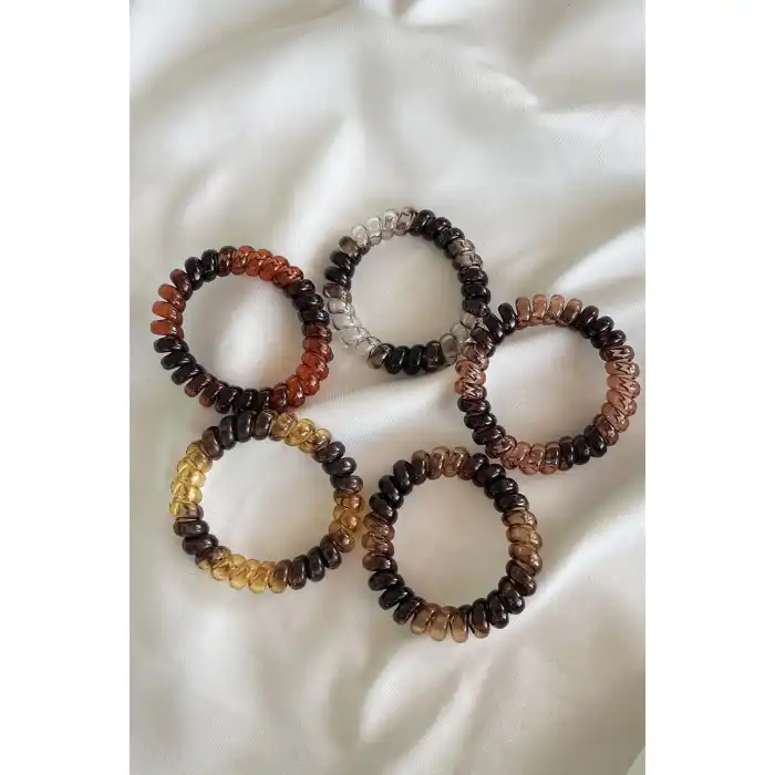 5li Karışık Renk Helezon Lastik Toka