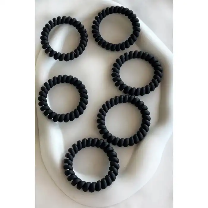 6lı Siyah Renk Helezon Lastik Toka