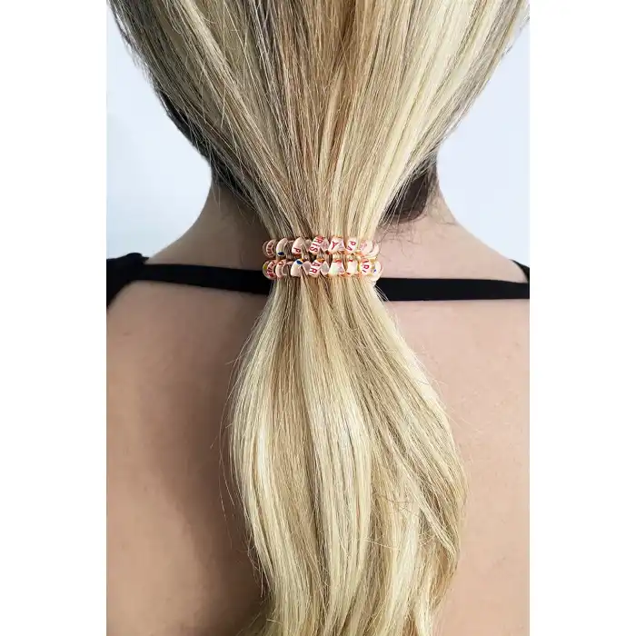 Açık Turuncu Renk Kalpli Helezon Lastik Toka