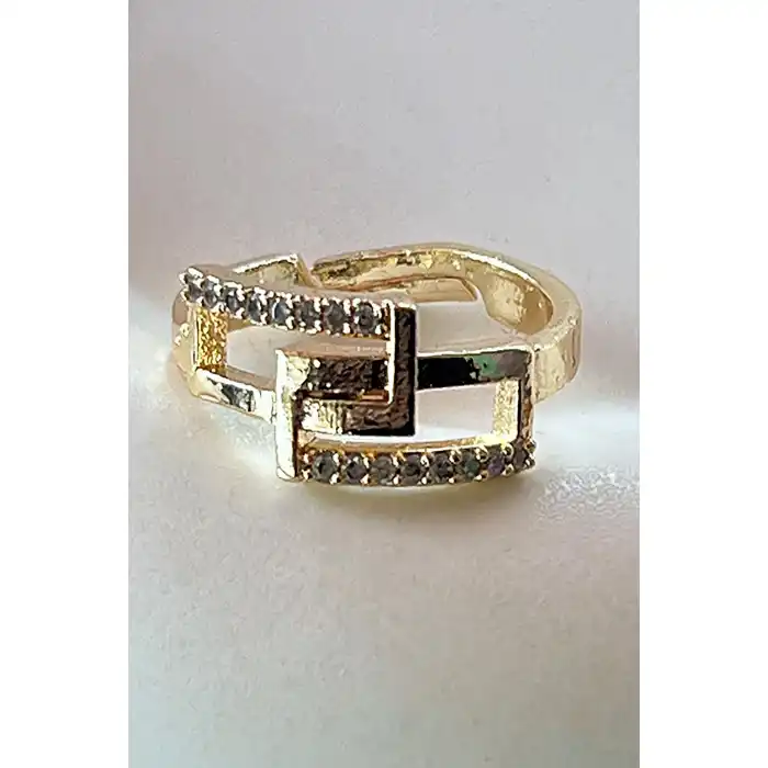 Altın Renk Taşlı Ayarlanabilir Yüzük