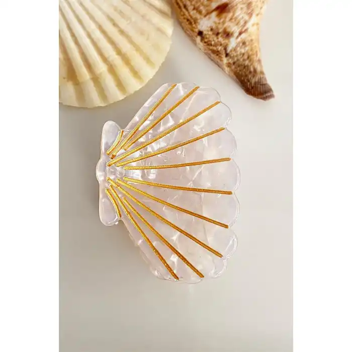 Beyaz Renk Orta Boy Deniz Kabuğu Mandal Toka