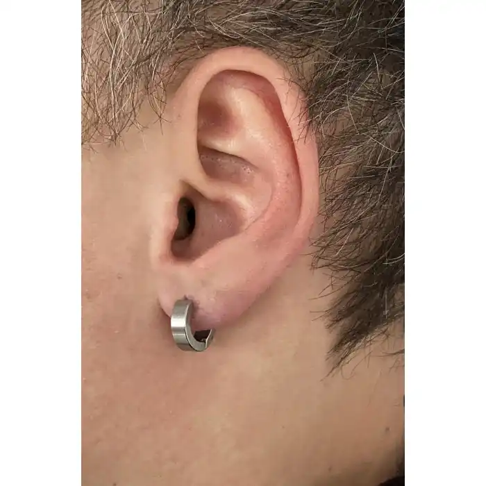 Gümüş Renk Unisex Halka Küpe