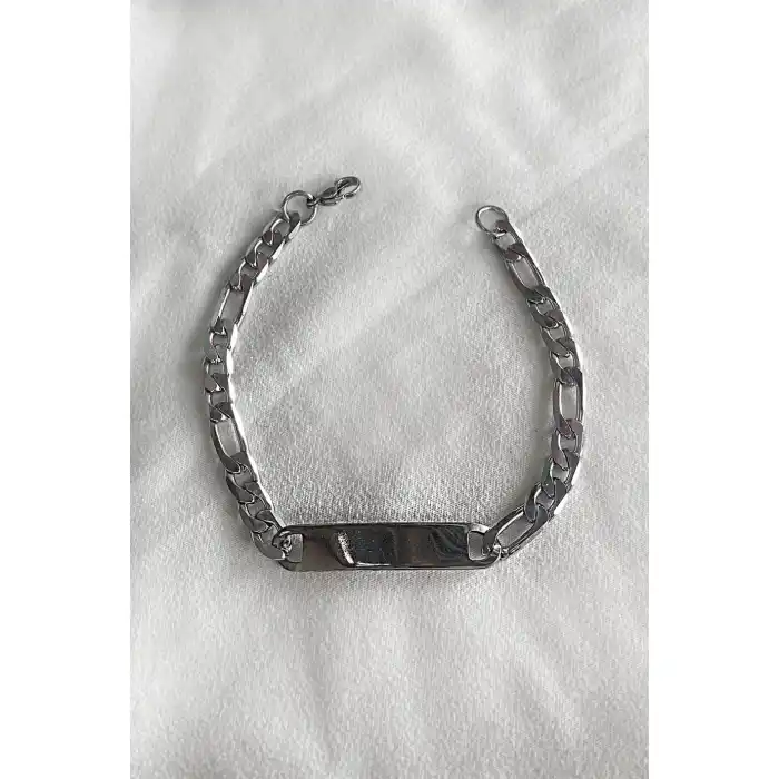 Gümüş Renk Zincir Çelik Bileklik (Unisex)