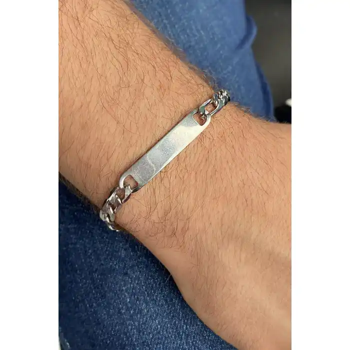 Gümüş Renk Zincir Çelik Bileklik (Unisex)