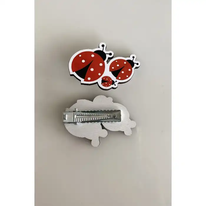 İkili Uğur Böceği Figürlü Çocuk Pens Toka Set