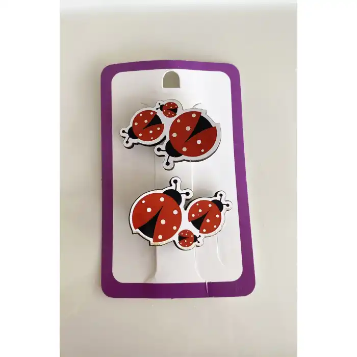 İkili Uğur Böceği Figürlü Çocuk Pens Toka Set