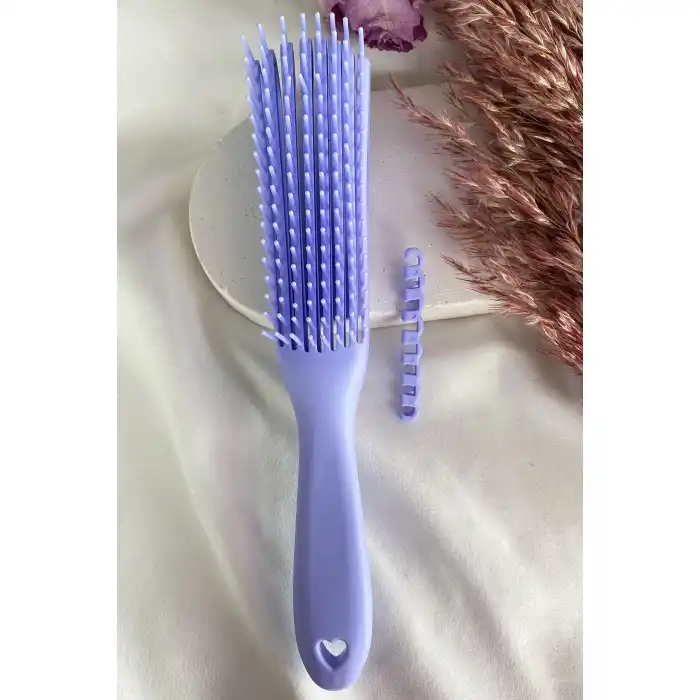 Lila Renk Dolaşık Açıcı Masaj Etkili Elektriklenmeyi Önleyen Saç Fırçası/ Tarak