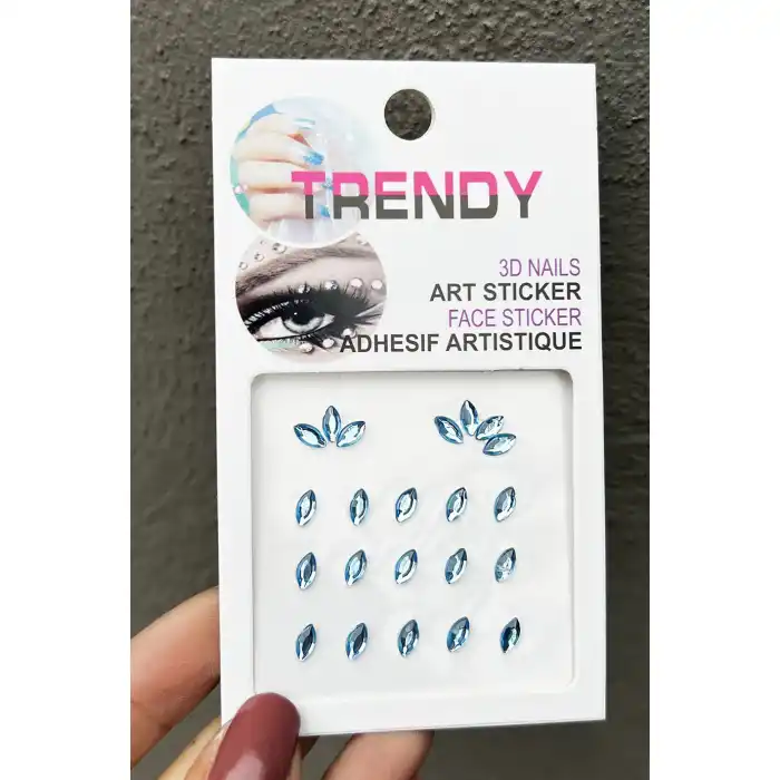 Mavi Renk Vücut Ve Yüz Taşı/ Taşlı Sticker
