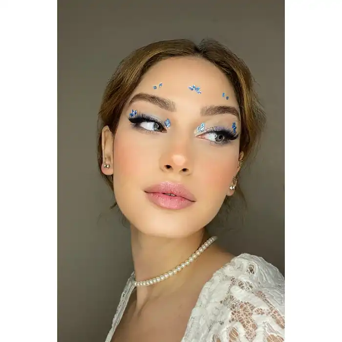 Mavi Renk Vücut Ve Yüz Taşı/ Taşlı Sticker