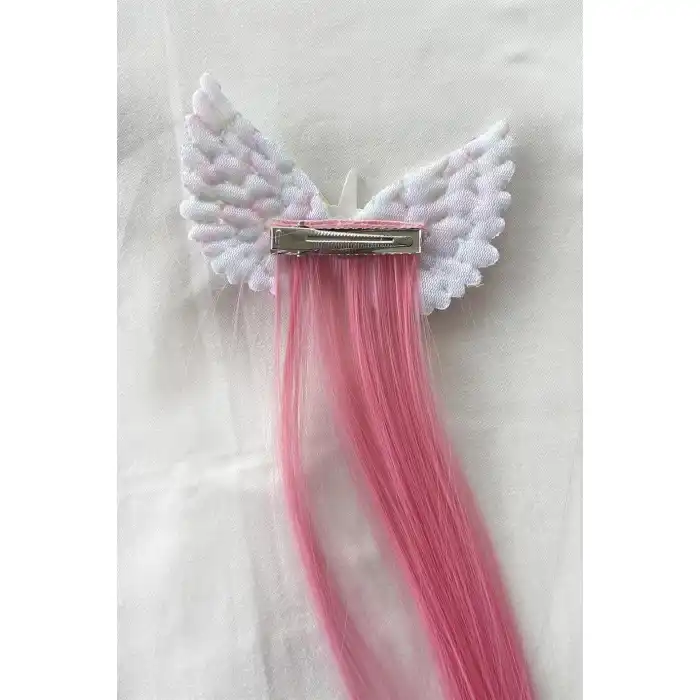 Pembe Renk Saçlı Unicorn Figürlü Yan Toka