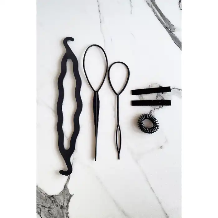 Siyah Renk Topuz Aparat Set