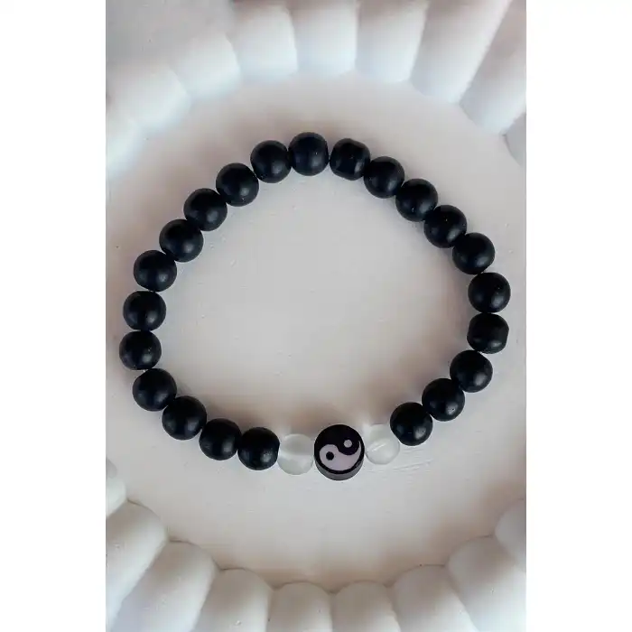 Siyah Renk Yin&Yang Figürlü Erkek Bileklik