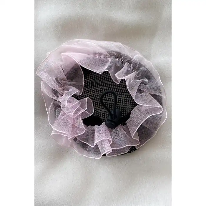 Siyah Ve Pembe Renk Küçük File Detaylı Topuz Toka