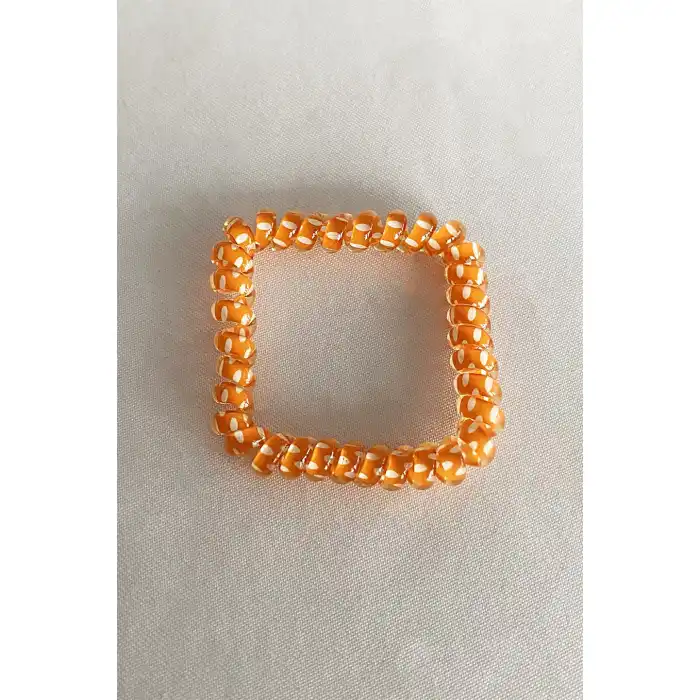 Turuncu Renk Puantiyeli Helezon Lastik Toka