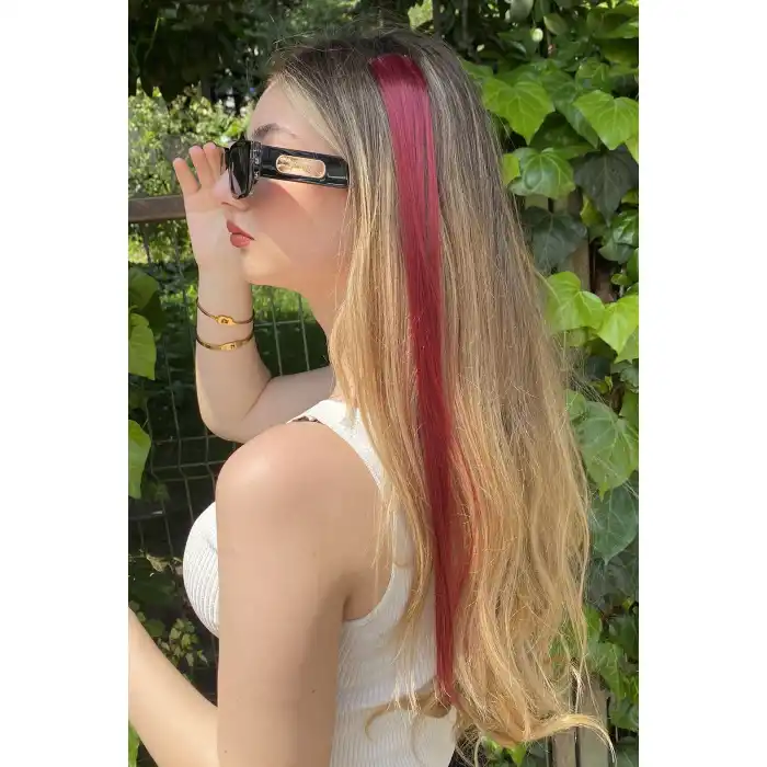 Yan Çıt Çıt Postiş / Bordo Renk / 50 Cm