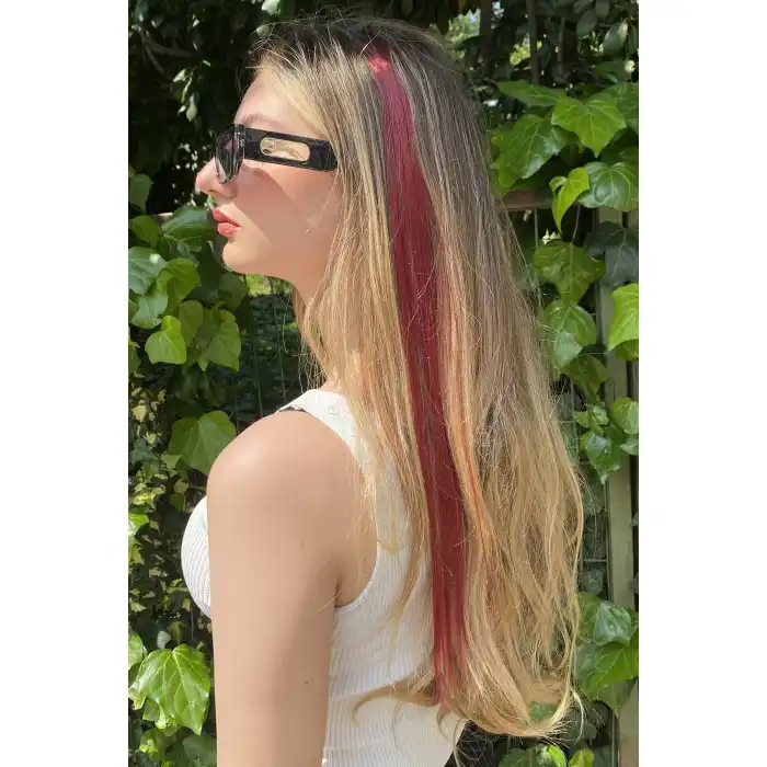 Yan Çıt Çıt Postiş / Bordo Renk / 50 Cm