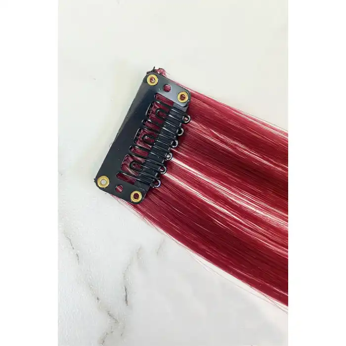 Yan Çıt Çıt Postiş / Bordo Renk / 50 Cm