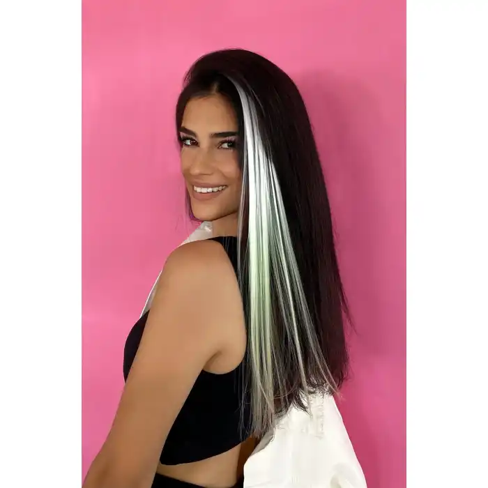 Yan Çıt Çıt Postiş / Ombre Çok Renkli / 50 Cm