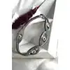 Gümüş Renk Nazar Boncuğu Detaylı Çelik Kelepçe Bileklik