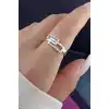 Gümüş Renk Taşlı Ayarlanabilir Yüzük