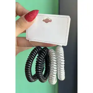 4lü Siyah Ve Gri Renk Helezon Lastik Toka