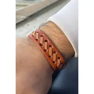 Açık Kahverengi Erkek Deri Bileklik