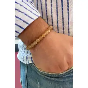 A.Kahve Renk Boncuk detaylı Erkek Bileklik