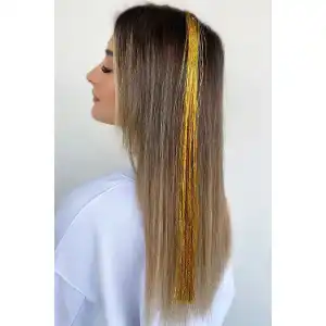 Altın Renk Simli Yan Postiş 45 Cm