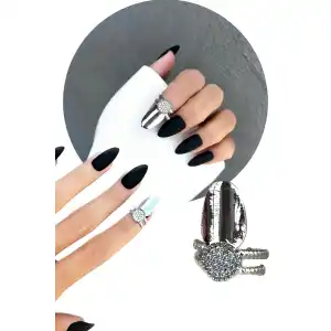 Gümüş Renk Ayarlanabilir Taşlı Tırnak Yüzük