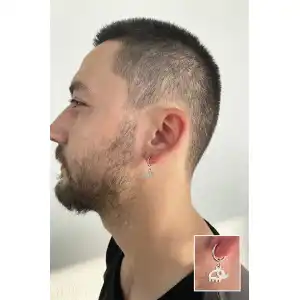 Gümüş Renk Fil Figürlü Sıkıştırmalı Küpe (Tek)