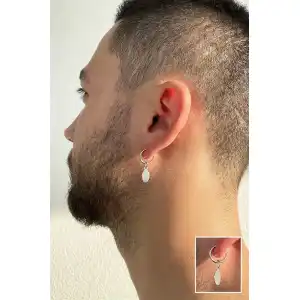 Gümüş Renk Sıkıştırmalı Küpe (Tek)