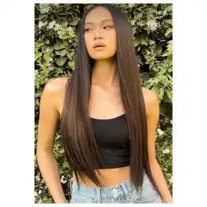 Isıya Dayanıklı Yarımay Çıt Çıt Saç - 2h6 - Kahverengi Balyaj - Düz - 60 Cm - 110 Gr