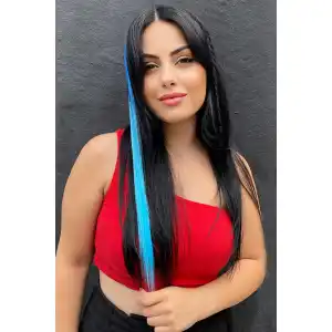 Mavi Renk Ombreli Yan Çıt Çıt Postiş 50 Cm