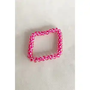 Pembe Renk Puantiyeli Helezon Lastik Toka