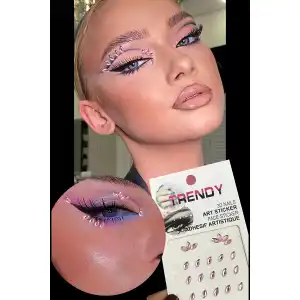 Pembe Renk Vücut Ve Yüz Taşı/ Taşlı Sticker