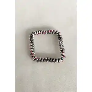 Siyah Renk Pembe Çizgili Helezon Lastik Toka