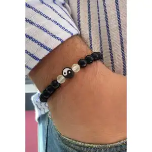 Siyah Renk Yin&Yang Figürlü Erkek Bileklik