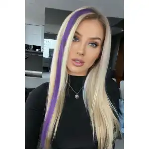 Yan Çıt Çıt Postiş / Mor / 50 Cm