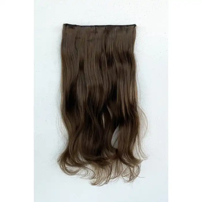 Isıya Dayanıklı Yarımay Çıt Çıt Saç - SH6D- Fındık Kahve - Dalgalı - 60 Cm - 110 Gr (Pınar)