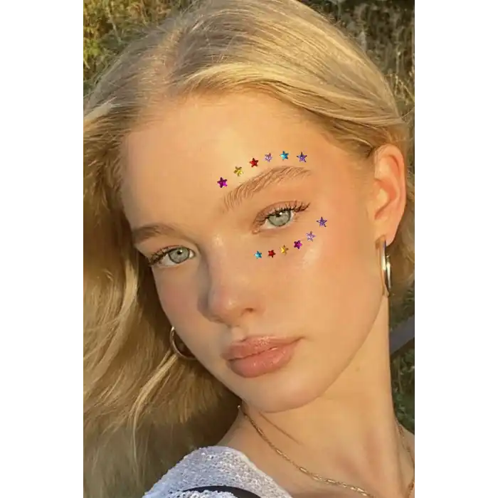 Vücut Ve Yüz Taşı/ Karışık Renk Yıldız Figürlü Sticker