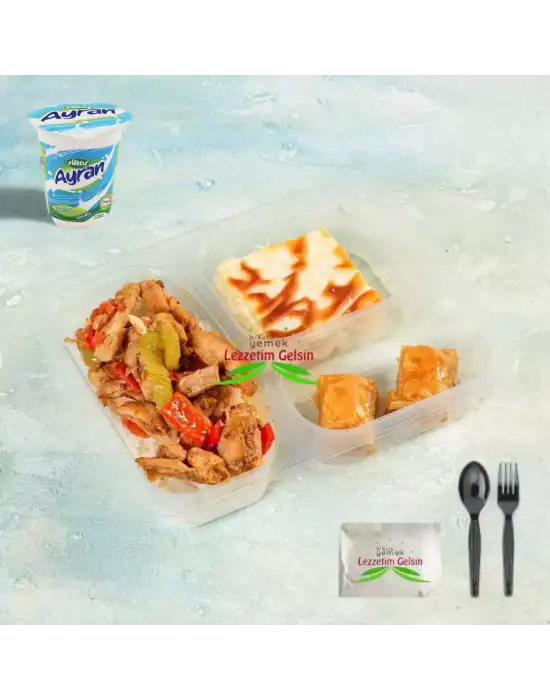 Tavuk Fajita + Tereyağlı Pilav + Su Böreği + Baklava + Ayran