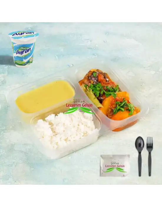 Tereyağlı Pilav + Fırın Köfte + Mercimek Çorbası + Ayran