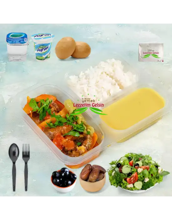 Tereyağlı Pilav + Sebzeli Köfte + Mercimek Çorbası + Ayran