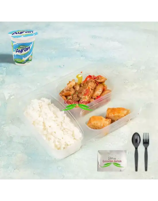 Tereyağlı Pilav + Tavuk Fajita + Cevizli Baklava + Ayran 