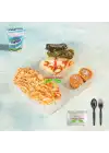 Soslu Didilmiş Tavuklu Tereyağlı pilav + Peynirli Su Böreği + Zeytinyağlı Yaprak Sarması + Baklava + Ayran