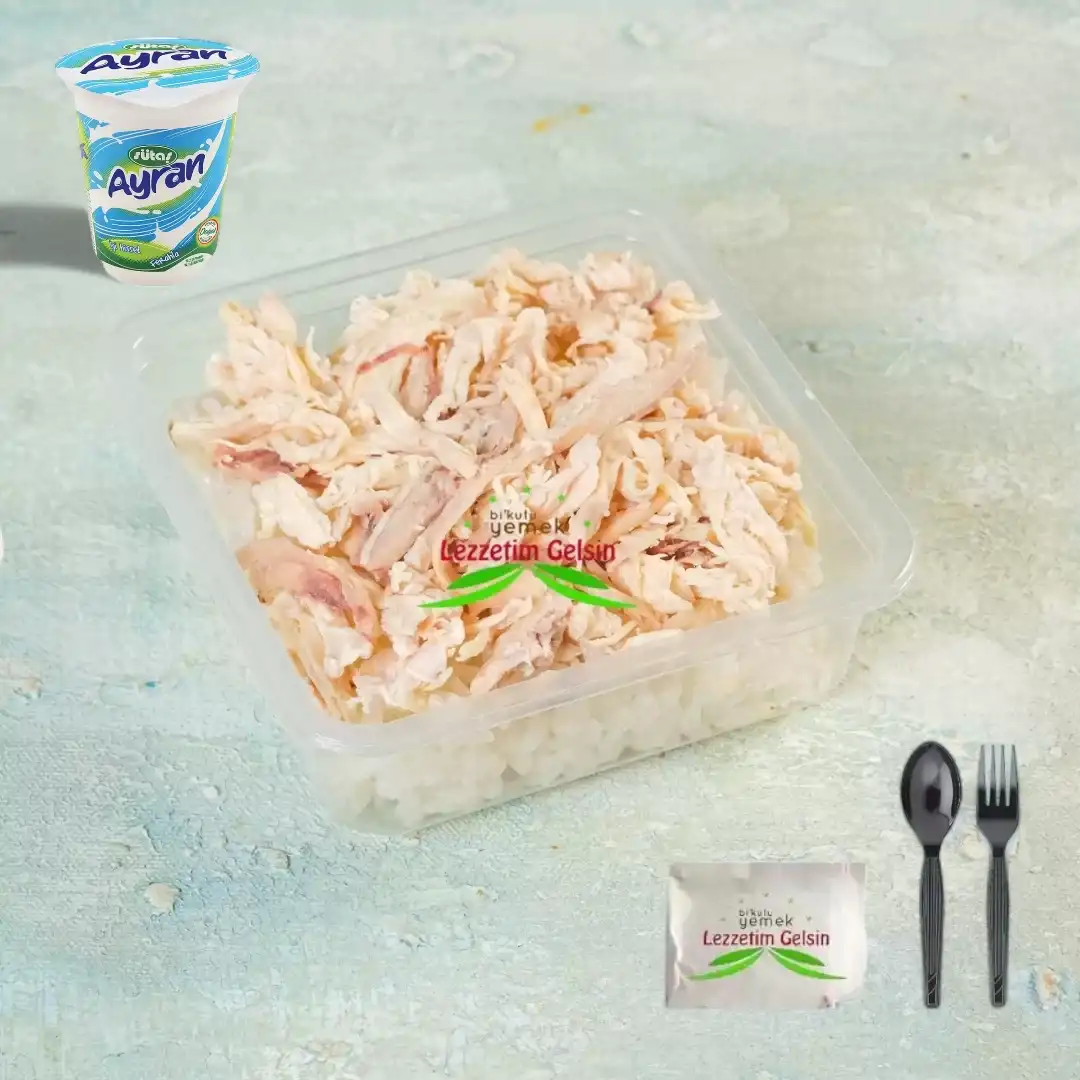 Didilmiş Tavuklu Tereyağlı Pilav + Ayran (Ambalajlı 250 gram)