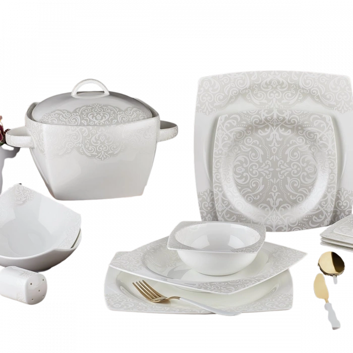 Aryıldız Bone Square Porselen 60 Parça Yemek Takımı 45004