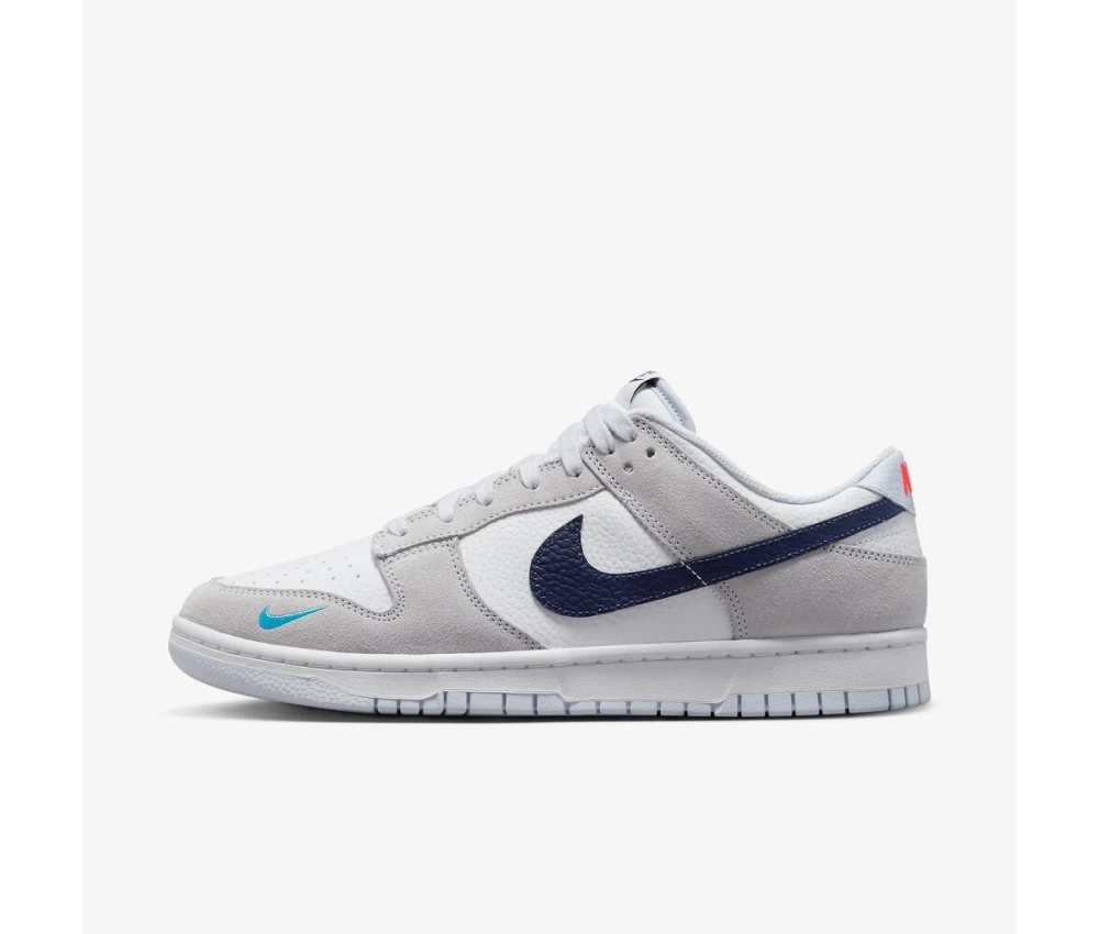 Nike Dunk Low White Grey Navy Aqua Mini Swoosh