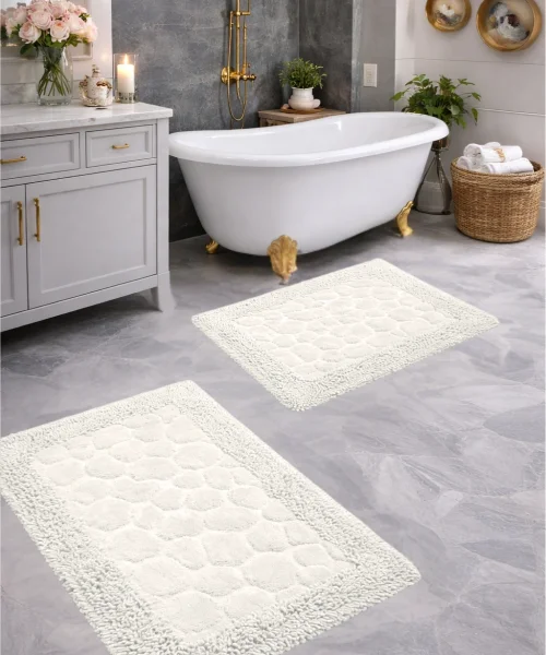 Taş Krem Banyo Paspas Seti