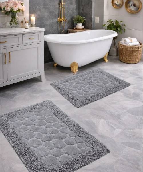 Taş Antrasit Banyo Paspas Seti